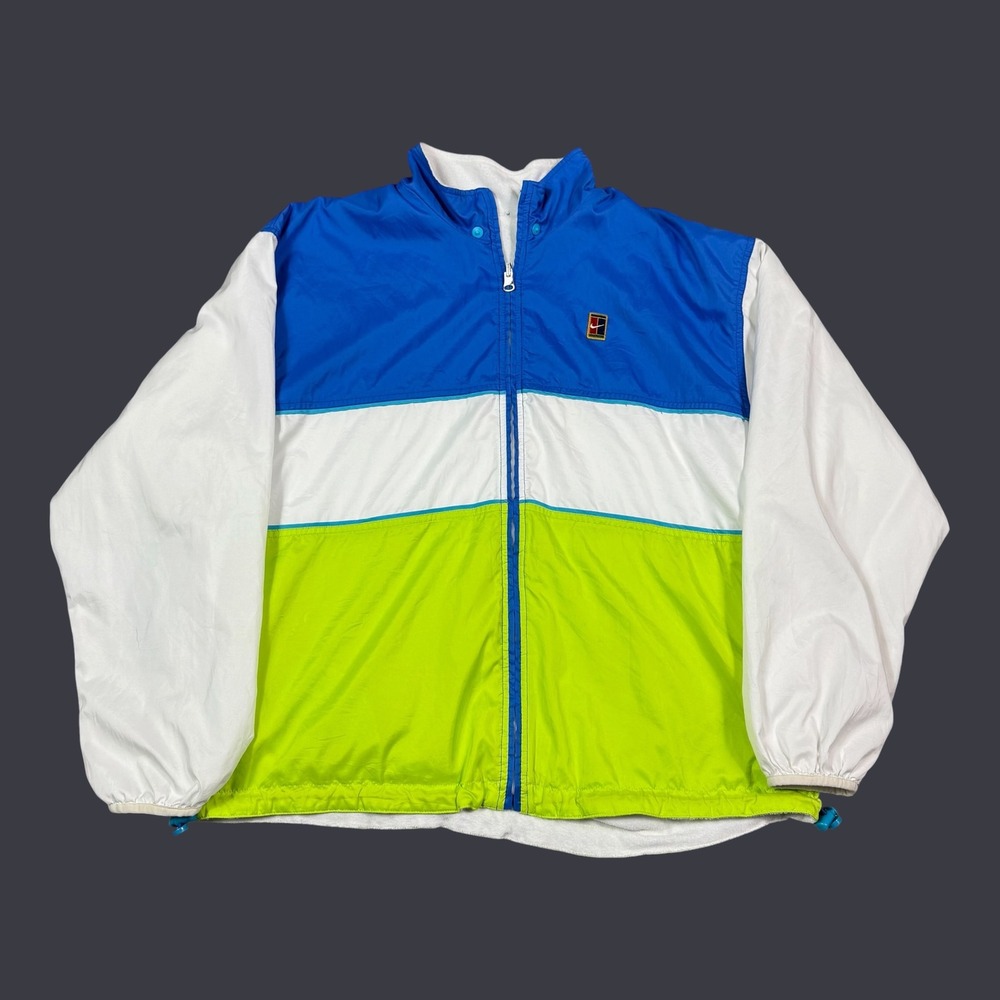 Vintage 90s Nike Court Multicolor Reversible Track Jacket Women's Large FLAWS